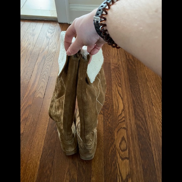 Michael Kors Wedge Boot Camel Shearling 10 - Picture 2 of 12